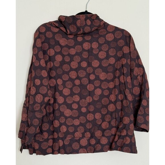 Chalet et Cici Women's Cotton Blend Red and Black Polka Dot Cowl neck Top Size M - Picture 2 of 7